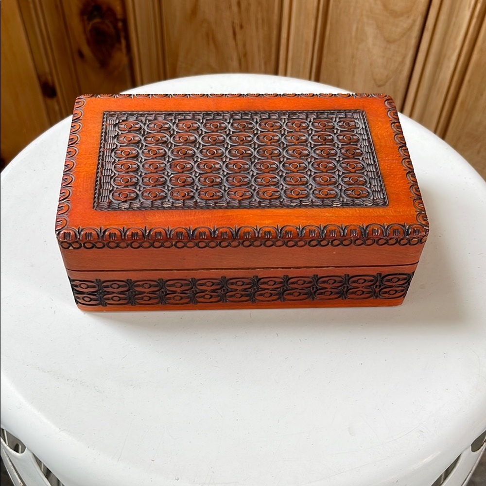 Vintage Carved Wooden Box, Handcrafted in Poland